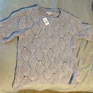 LOFT Lavender Textured Crewneck Sweater for Women